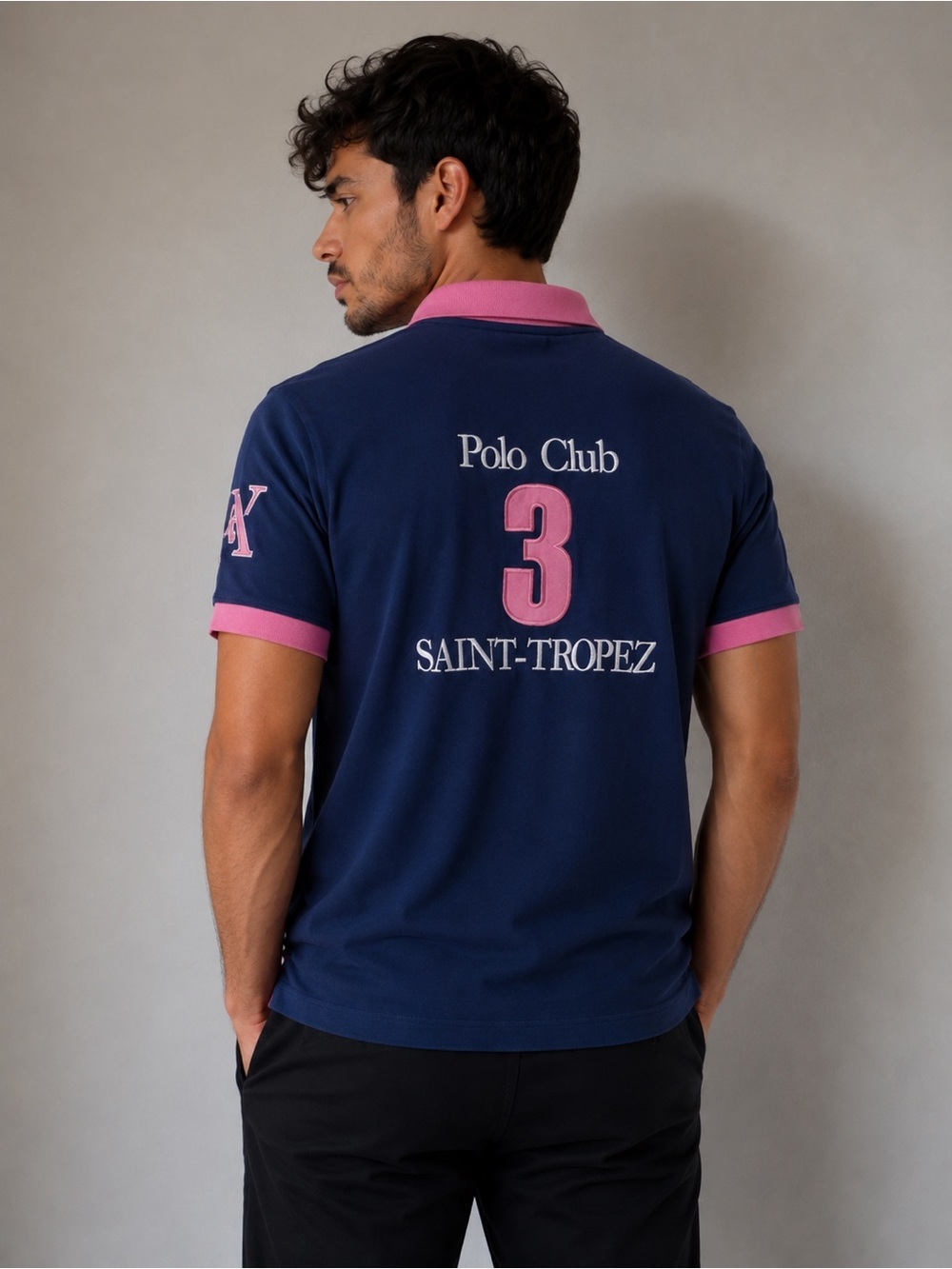 Polo shirt top XS Vicomte A short sleeves Collection Saint Tropez blue - Picture 2 of 6